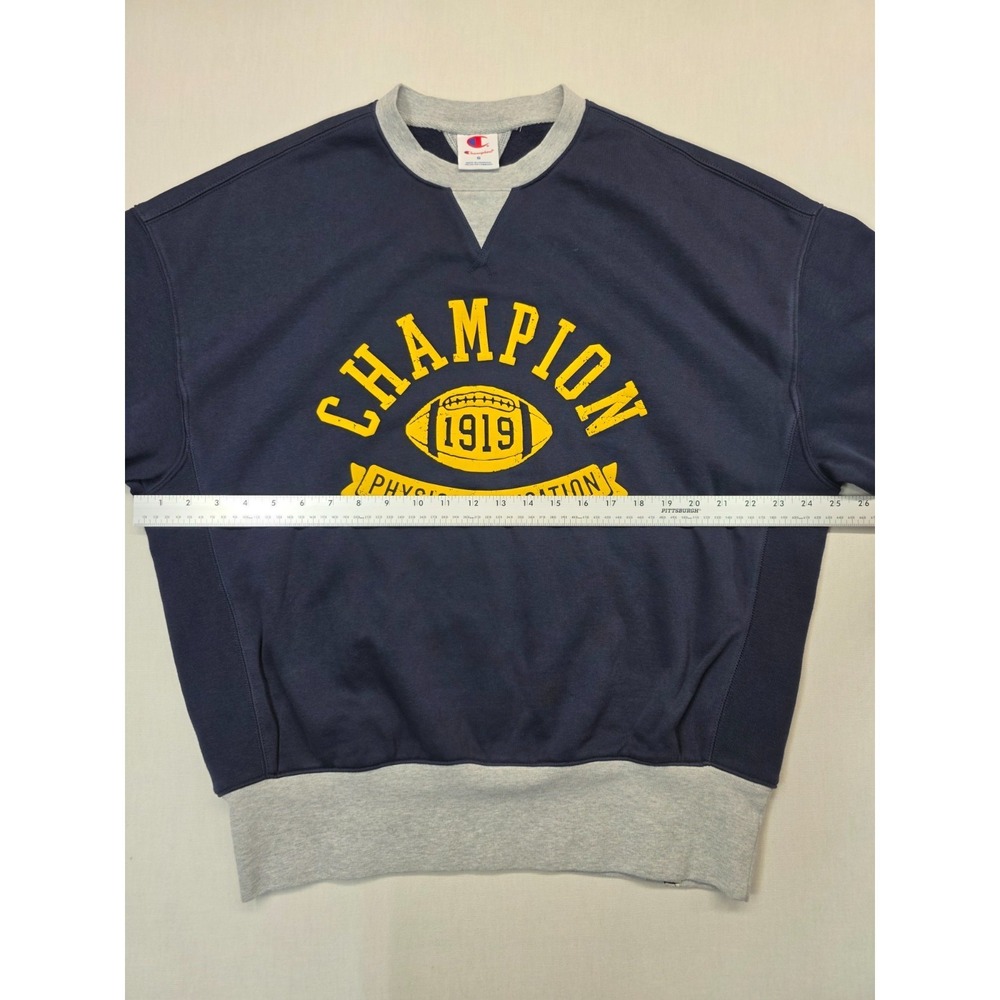 Champion Men's Small Crewneck Sweatshirt Navy Gray 1919 Physical Education Graph - Picture 6 of 12